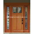 Mahogany Solid Wood Door with Glass Side-Lite and Transom